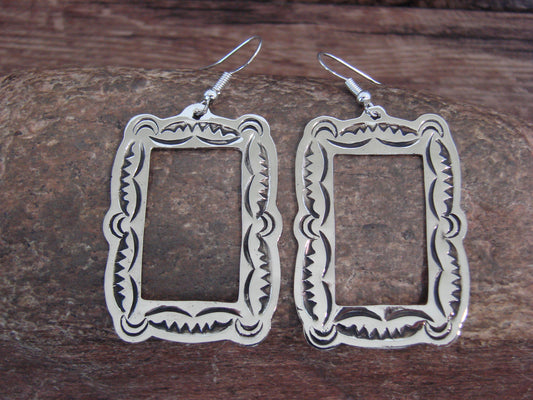 Native American Nickel Silver Dangle Earrings by Cleveland