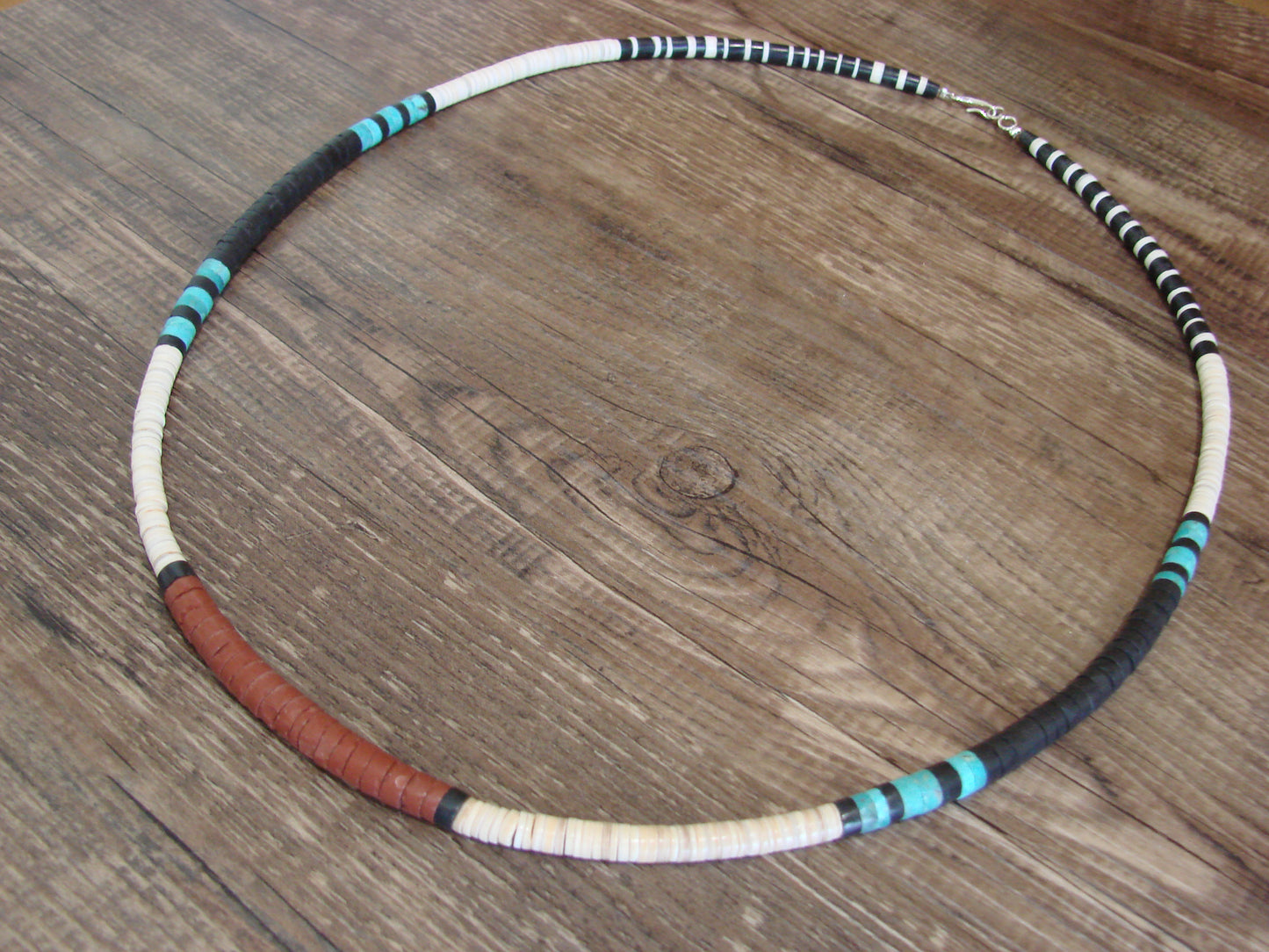 Native American 25" Santo Domingo Turquoise Heishi Necklace - Crespin