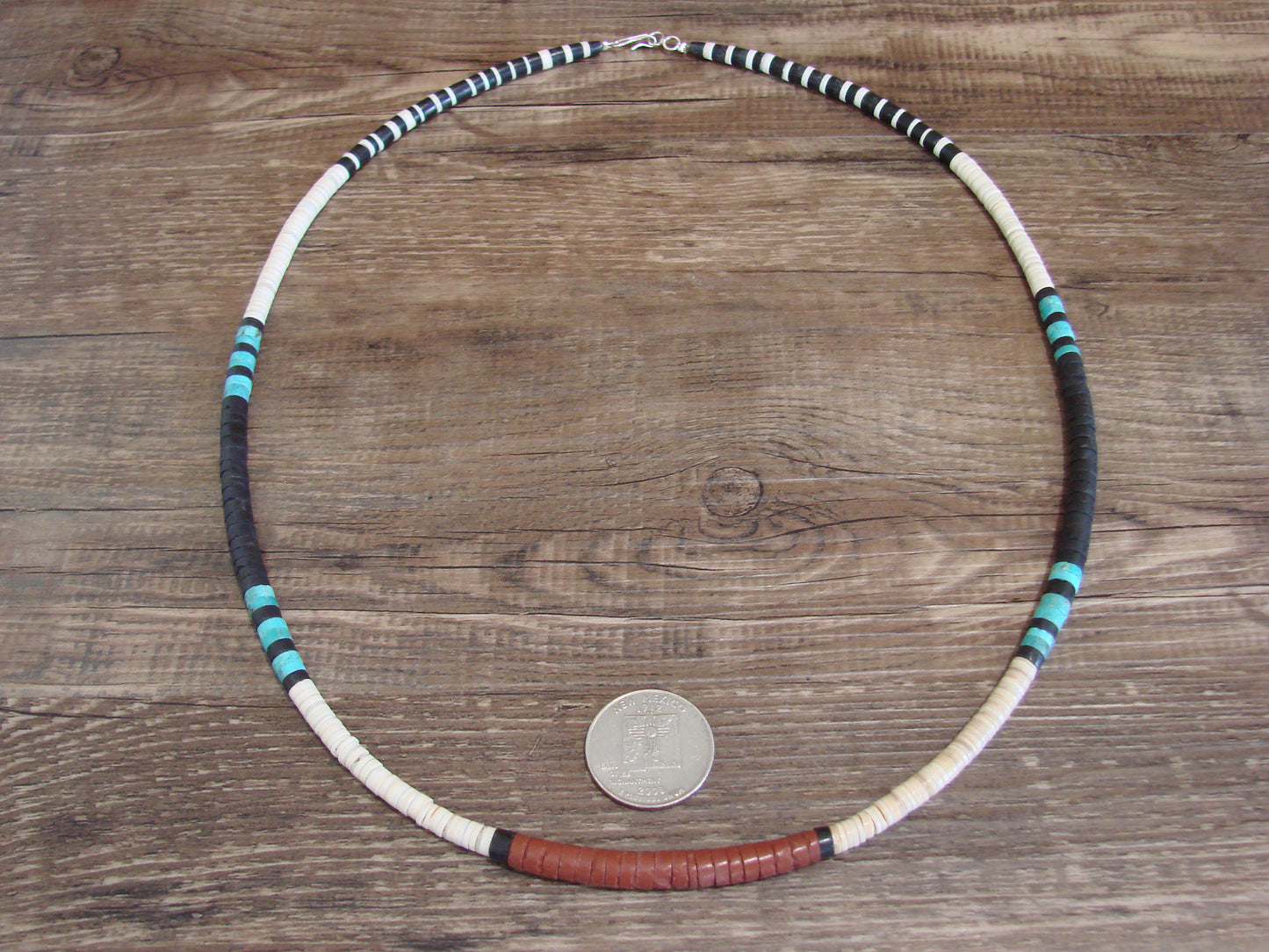 Native American 25" Santo Domingo Turquoise Heishi Necklace - Crespin