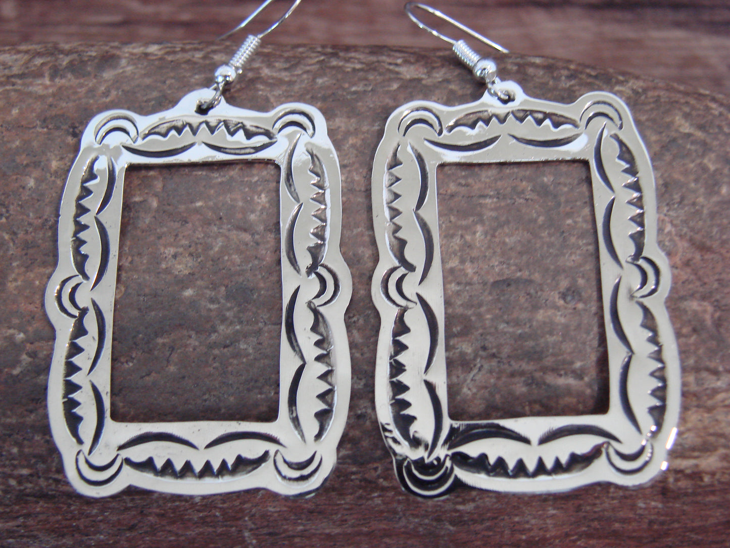 Native American Nickel Silver Dangle Earrings by Cleveland