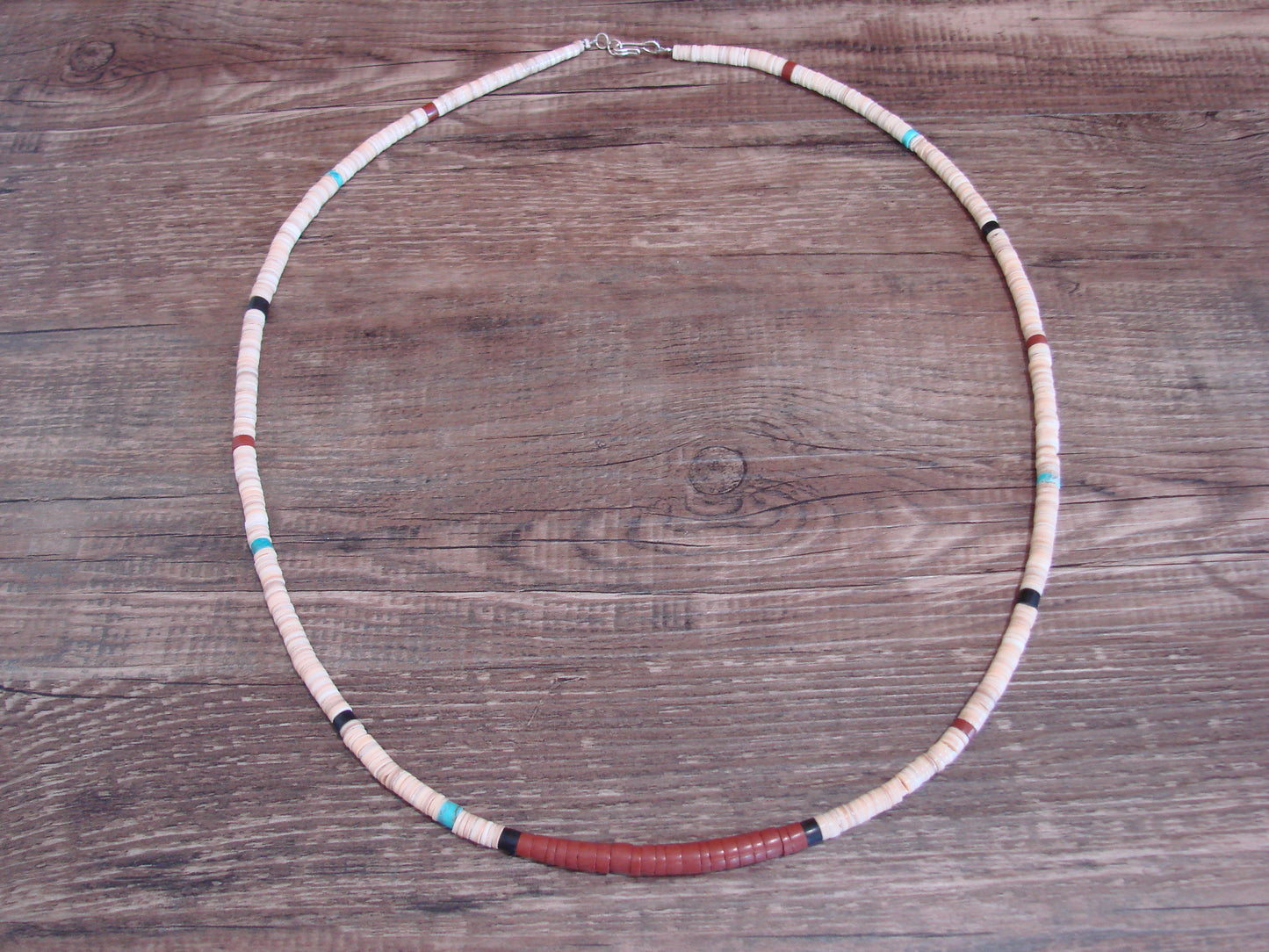 Native American 25" Santo Domingo Turquoise Heishi Necklace - Crespin