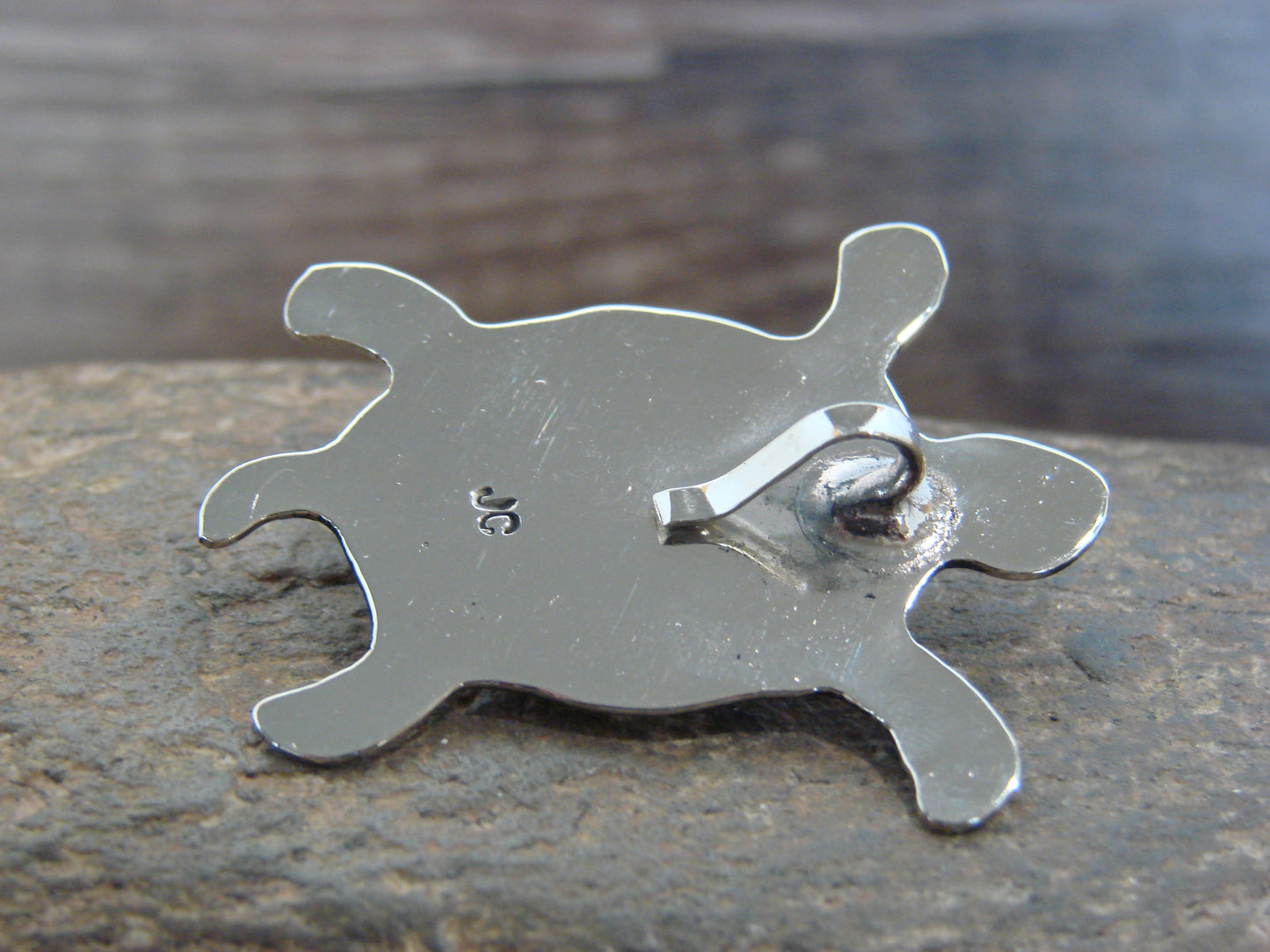 Native American Nickel Silver & Turquoise Turtle Pendant - Cleveland