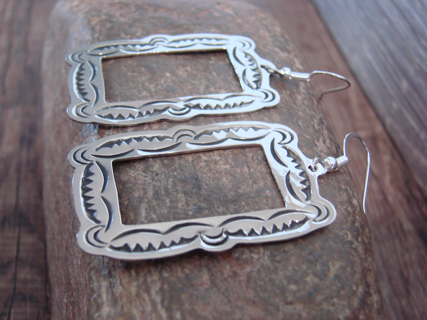 Native American Nickel Silver Dangle Earrings by Cleveland