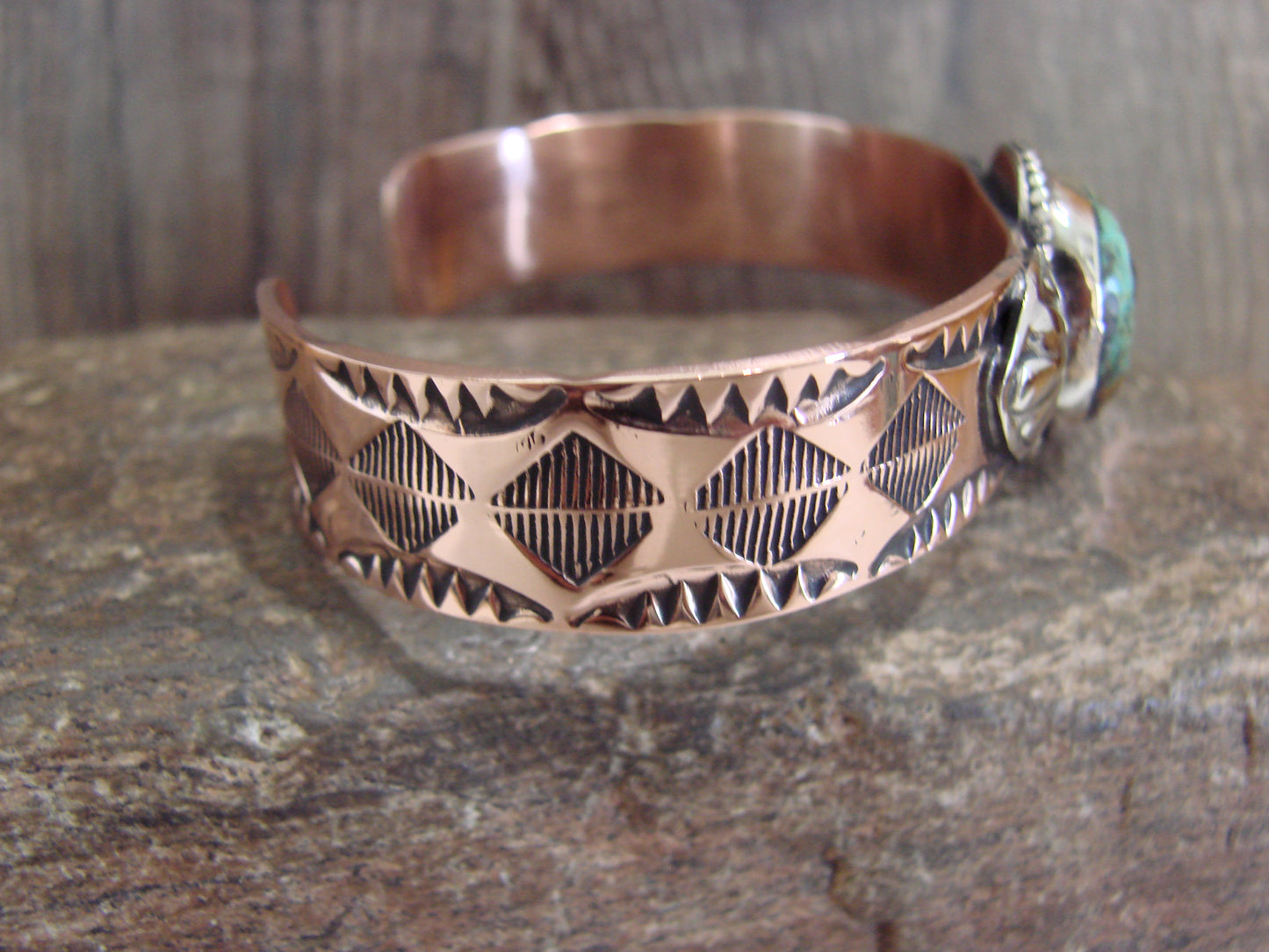 Native American Copper & Turquoise Bracelet by Cleveland
