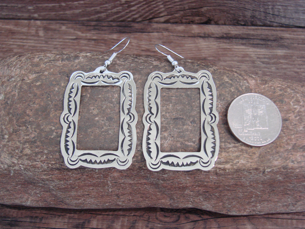 Native American Nickel Silver Dangle Earrings by Cleveland