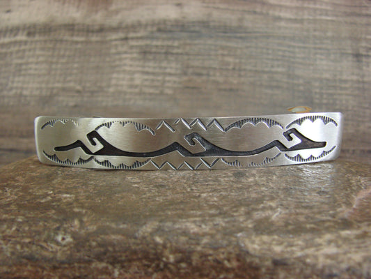 Native American Sterling Silver Hand Stamped Hair Barrette by Begay