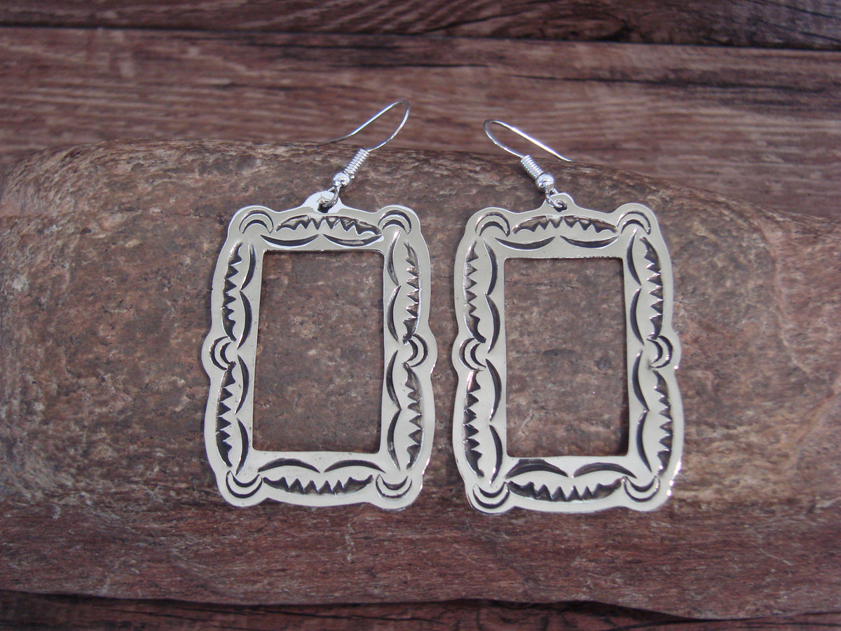 Native American Nickel Silver Dangle Earrings by Cleveland
