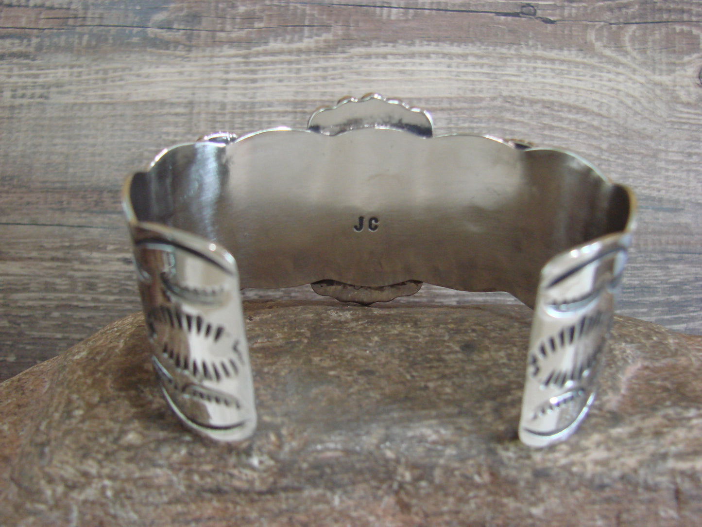 Native American Indian Nickel Silver & Turquoise Bracelet by Cleveland