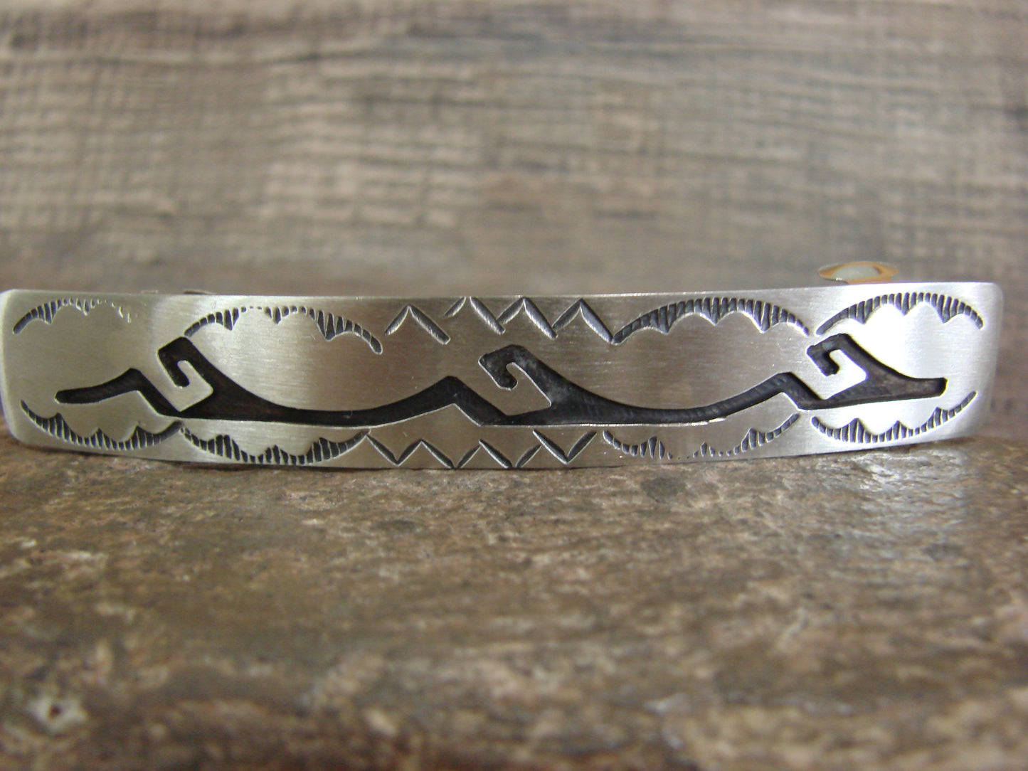 Native American Sterling Silver Hand Stamped Hair Barrette by Begay