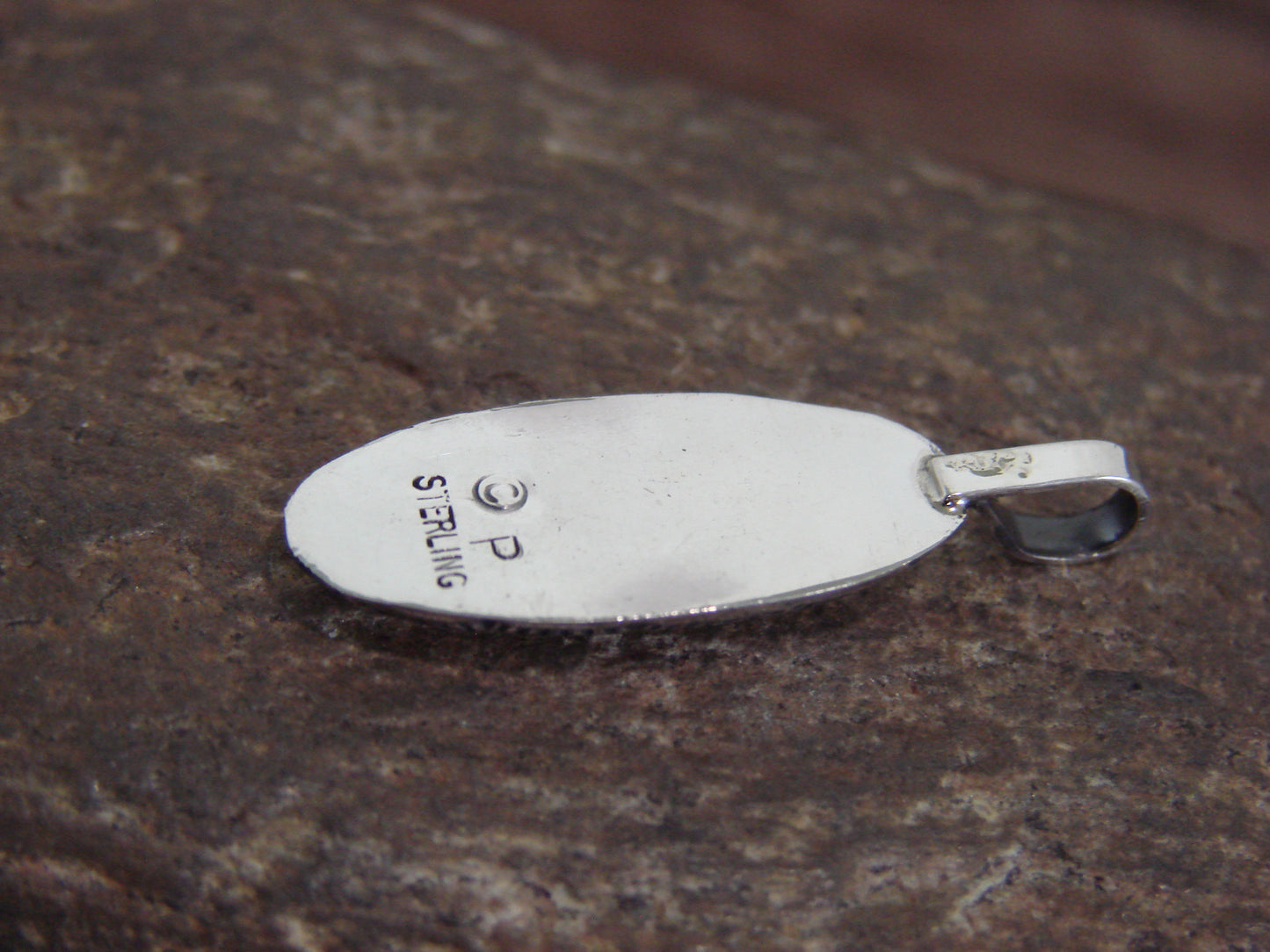 Native American Indian Sterling Silver & Blue Opal Shadow Box Pendant - Perry
