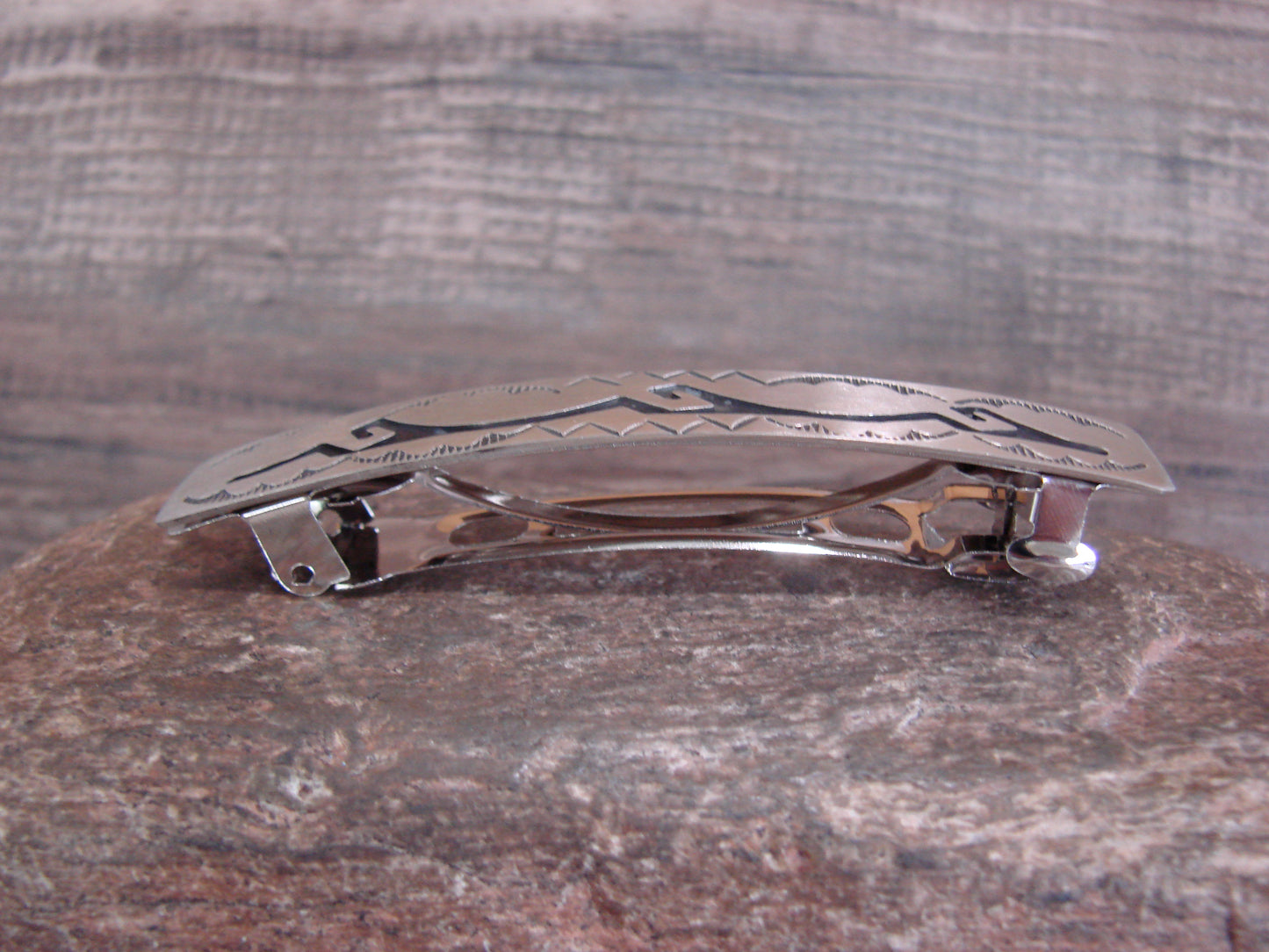 Native American Sterling Silver Hand Stamped Hair Barrette by Begay