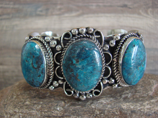 Native American Indian Nickel Silver & Turquoise Bracelet by Cleveland