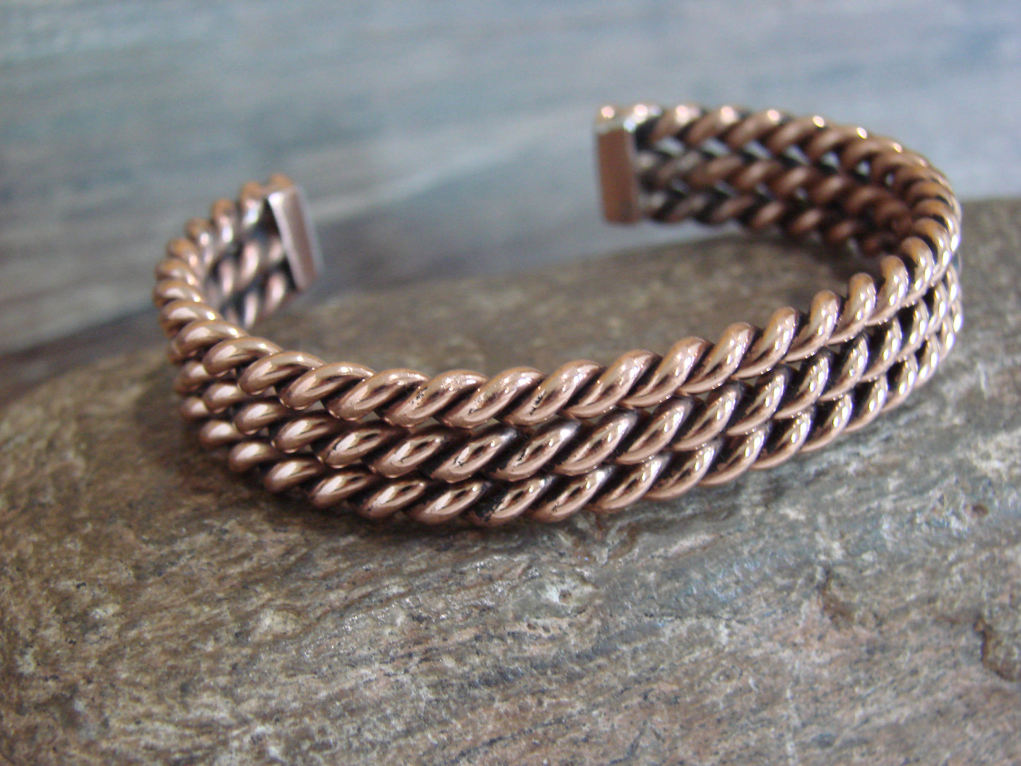 Native American Navajo 3/8" Twisted Copper Bracelet by Elaine Tahe