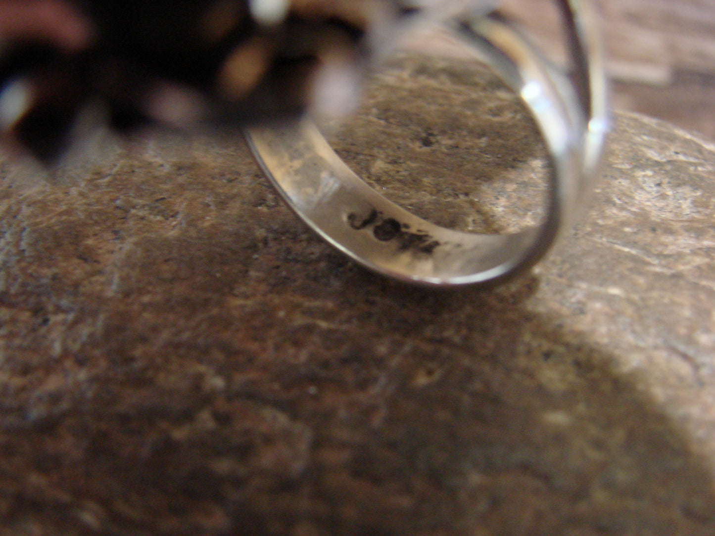 Native American Nickel Silver & Turquoise Ring by Cleveland - Size 10.5