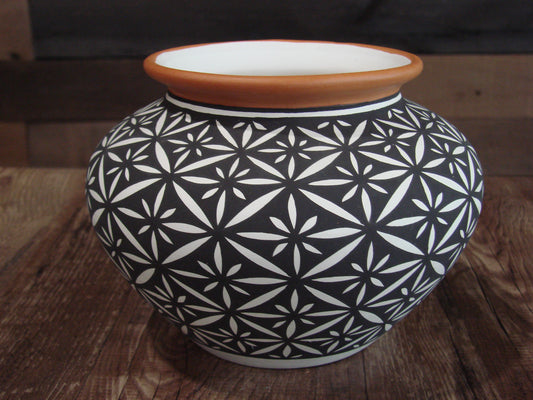 Native American Acoma Fine Line Hand Painted Pottery by K Victorino
