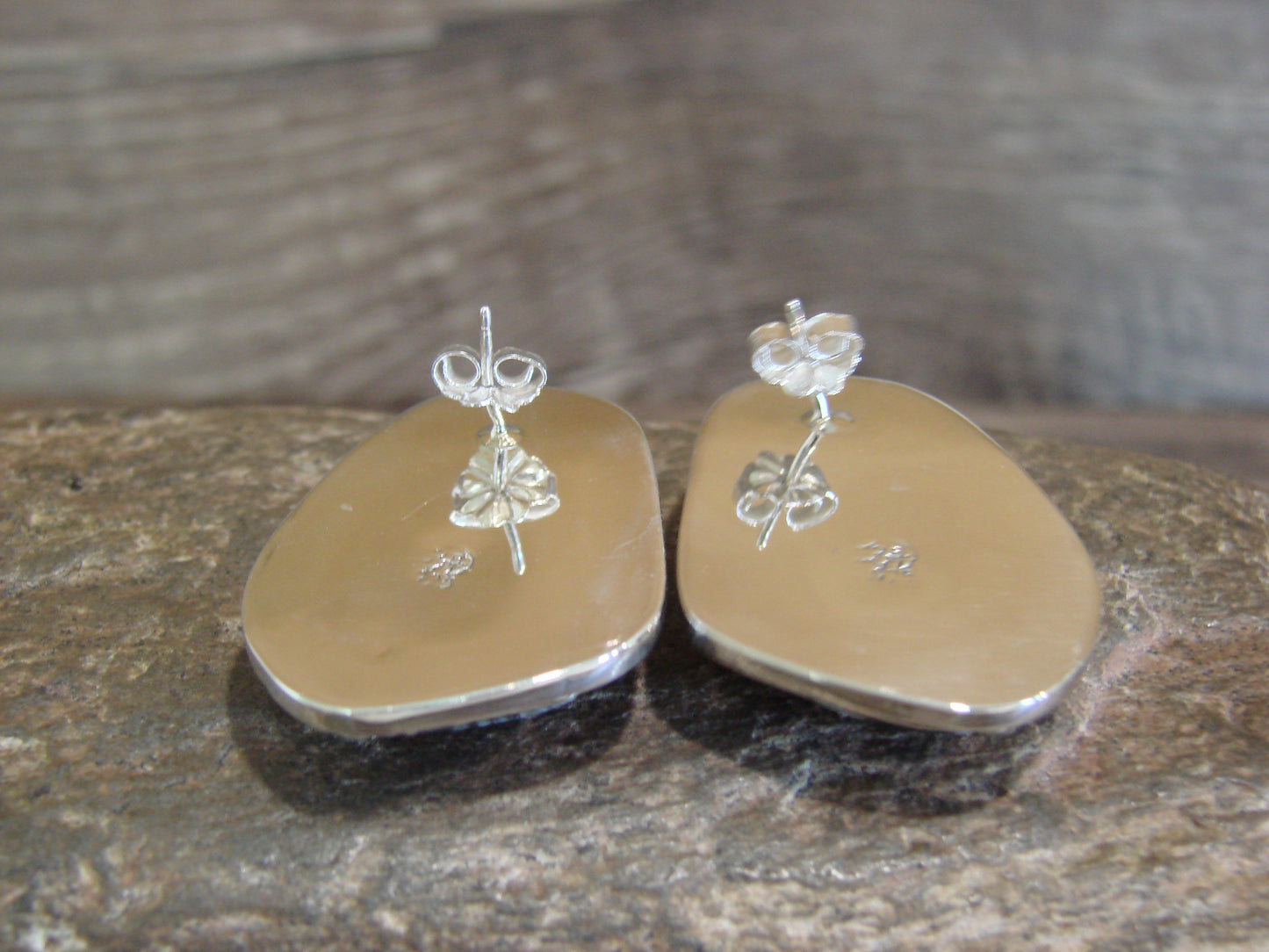 Native American Sterling Silver & White Buffalo Turquoise Post Earrings - McCarthy
