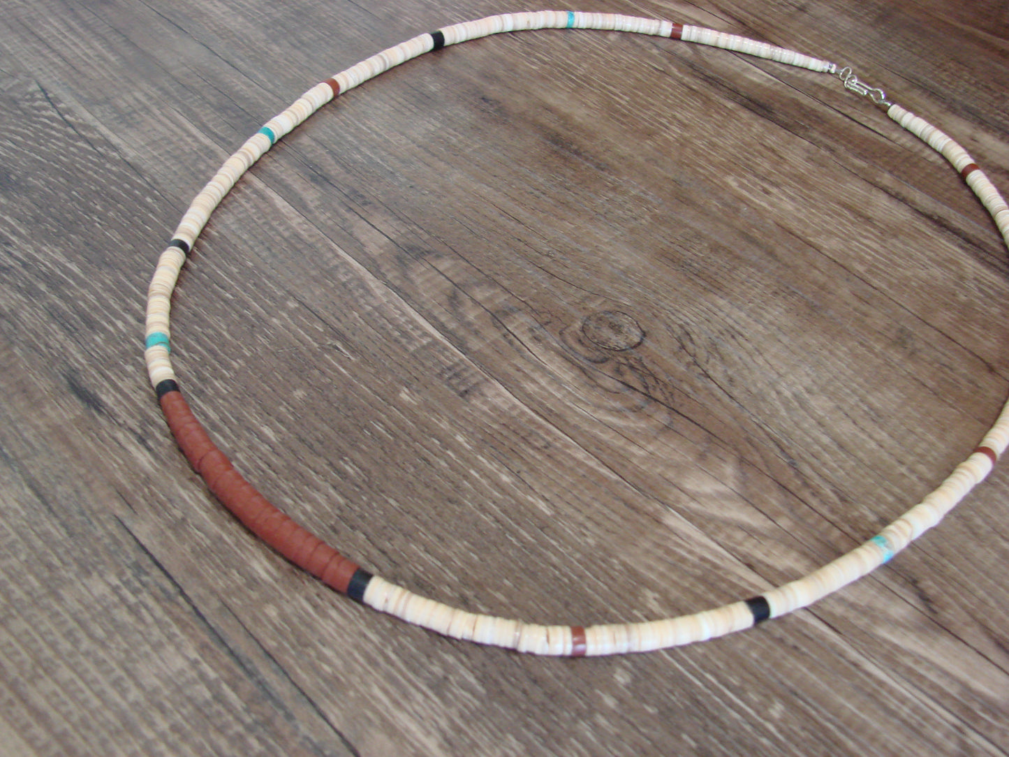 Native American 25" Santo Domingo Turquoise Heishi Necklace - Crespin