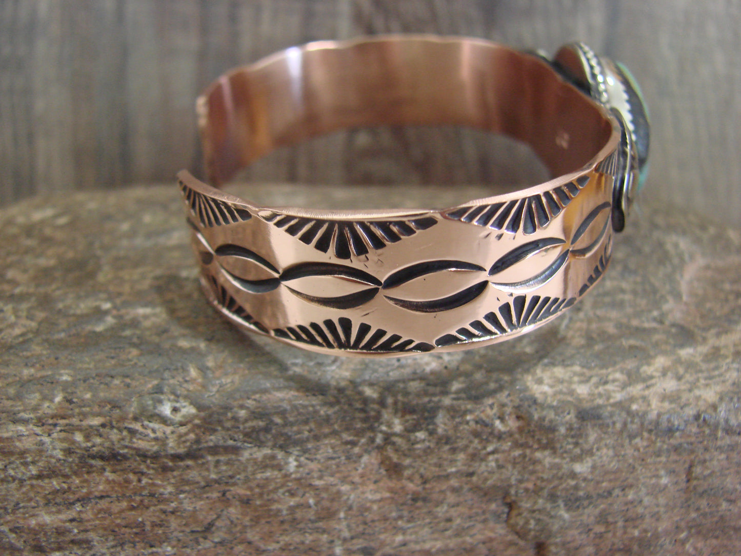 Native American Copper & Turquoise Bracelet by Cleveland