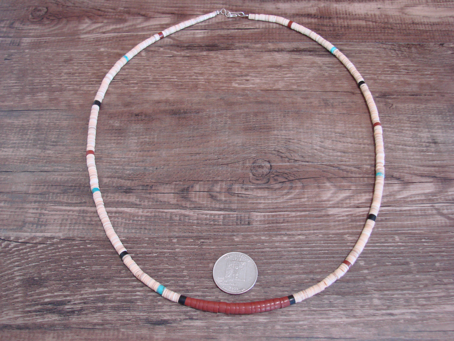 Native American 25" Santo Domingo Turquoise Heishi Necklace - Crespin