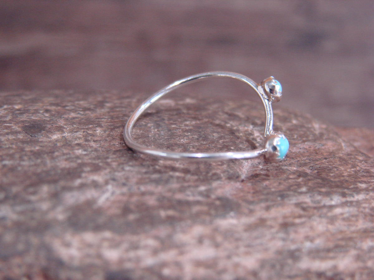 Native American Sterling Silver Turquoise Ring by Yazzie - Size 5