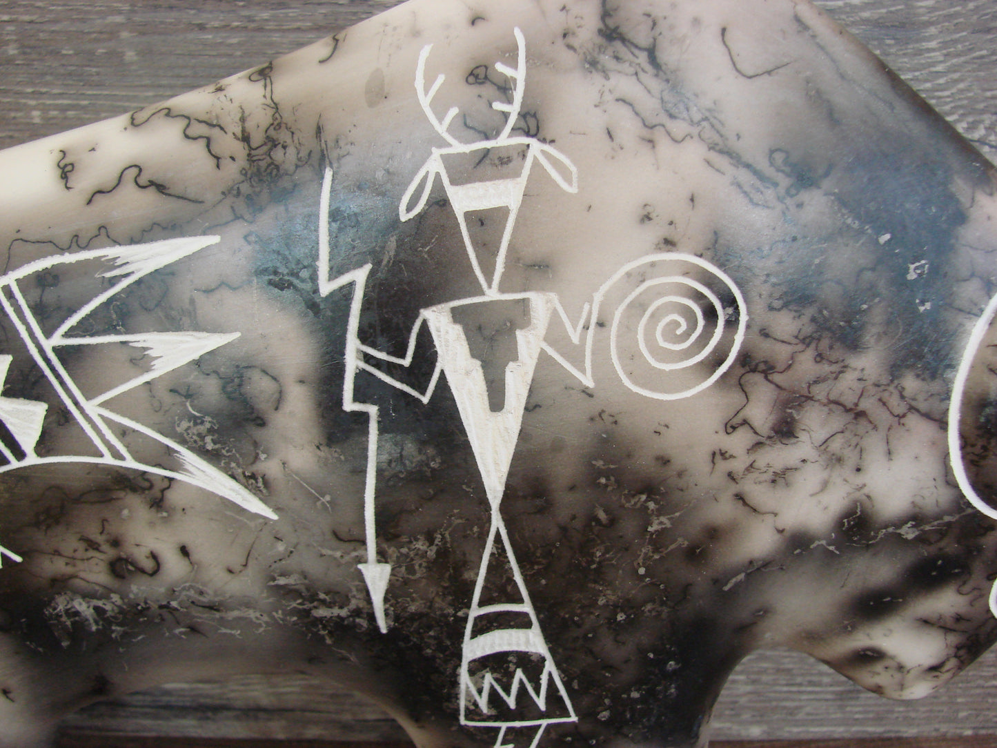 Native American Pottery Horse Hair Buffalo Sculpture by Yellow Corn