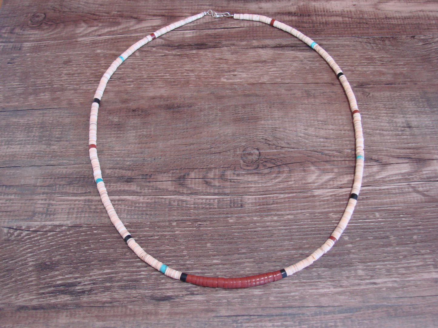 Native American 25" Santo Domingo Turquoise Heishi Necklace - Crespin