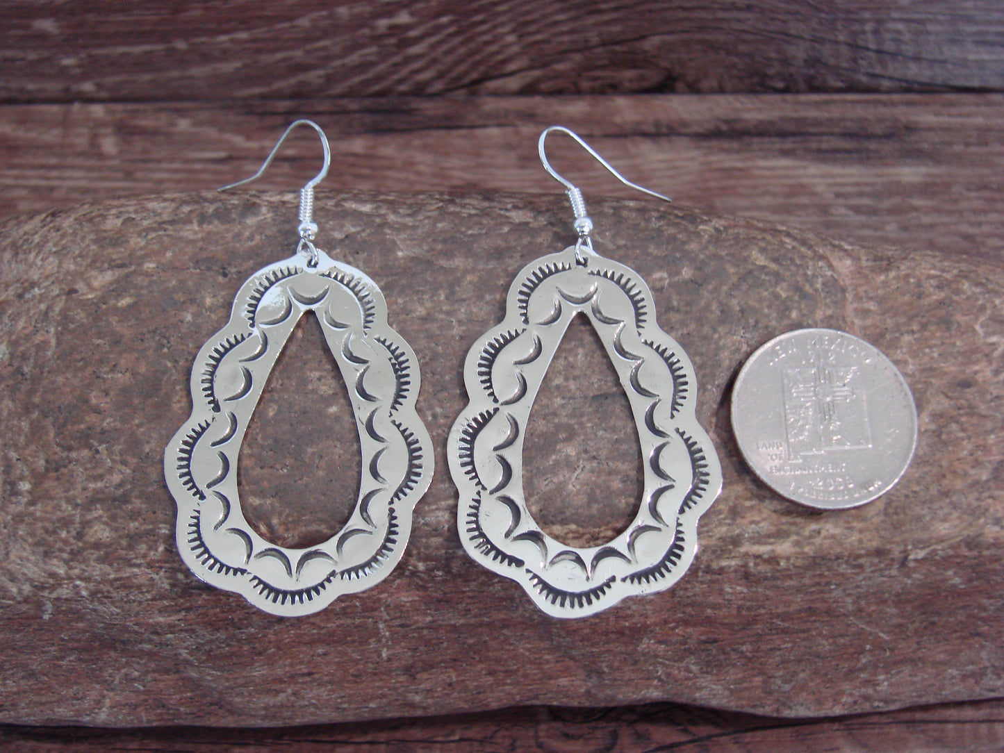 Native American Nickel Silver Dangle Earrings by Cleveland
