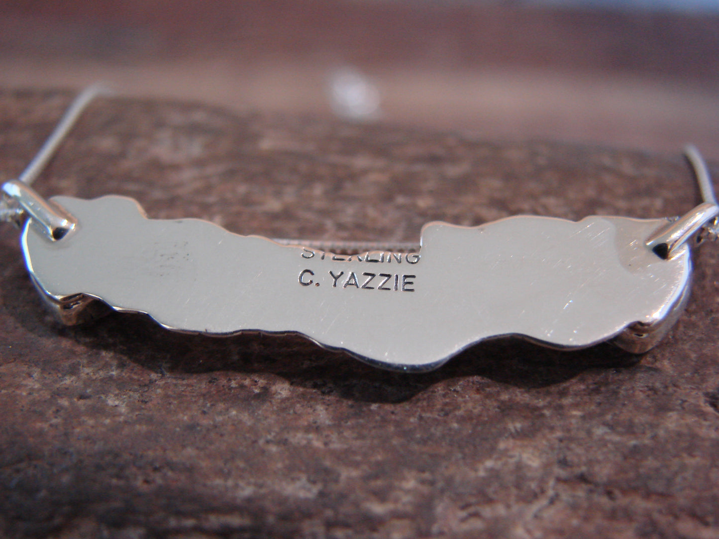 Native American Sterling Silver & Pink Heart Mama Necklace Signed Yazzie