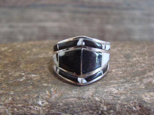 Native American Sterling Silver & White Buffalo Turquoise Ring by Enrico - Size 9