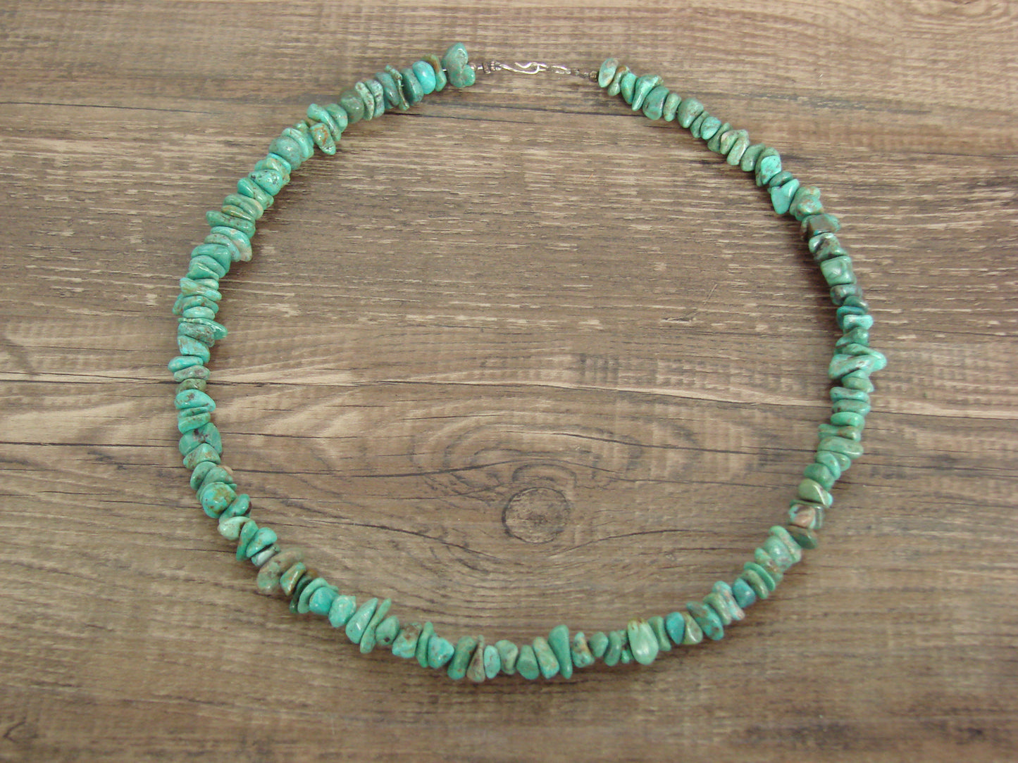 Native American Sterling Silver 17" Turquoise Nugget Stone Necklace by Coriz