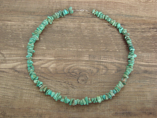 Native American Sterling Silver 17" Turquoise Nugget Stone Necklace by Coriz