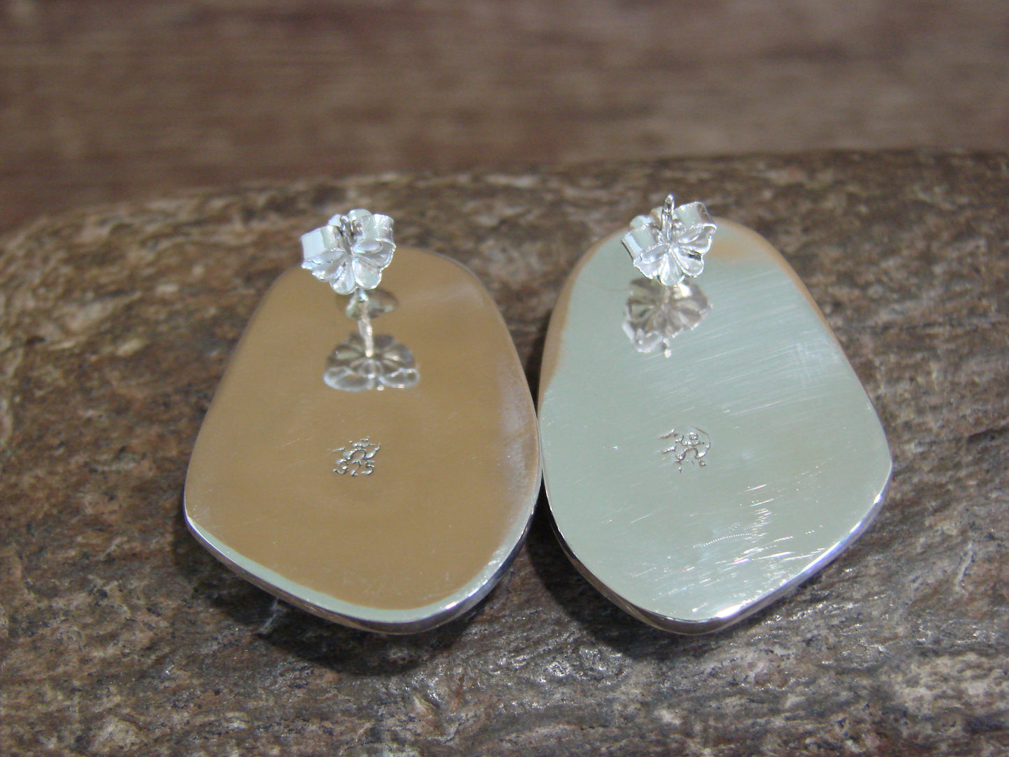 Native American Sterling Silver & White Buffalo Turquoise Post Earrings - McCarthy