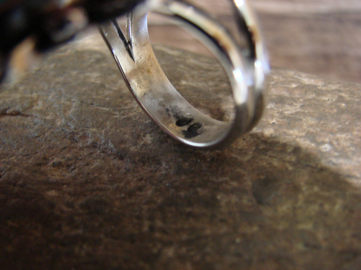 Native American Nickel Silver & Turquoise Ring by Cleveland - Size 8.5