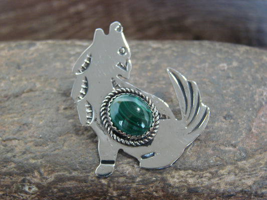 Native American Nickel Silver & Gaspeite Coyote Pendant - Cleveland