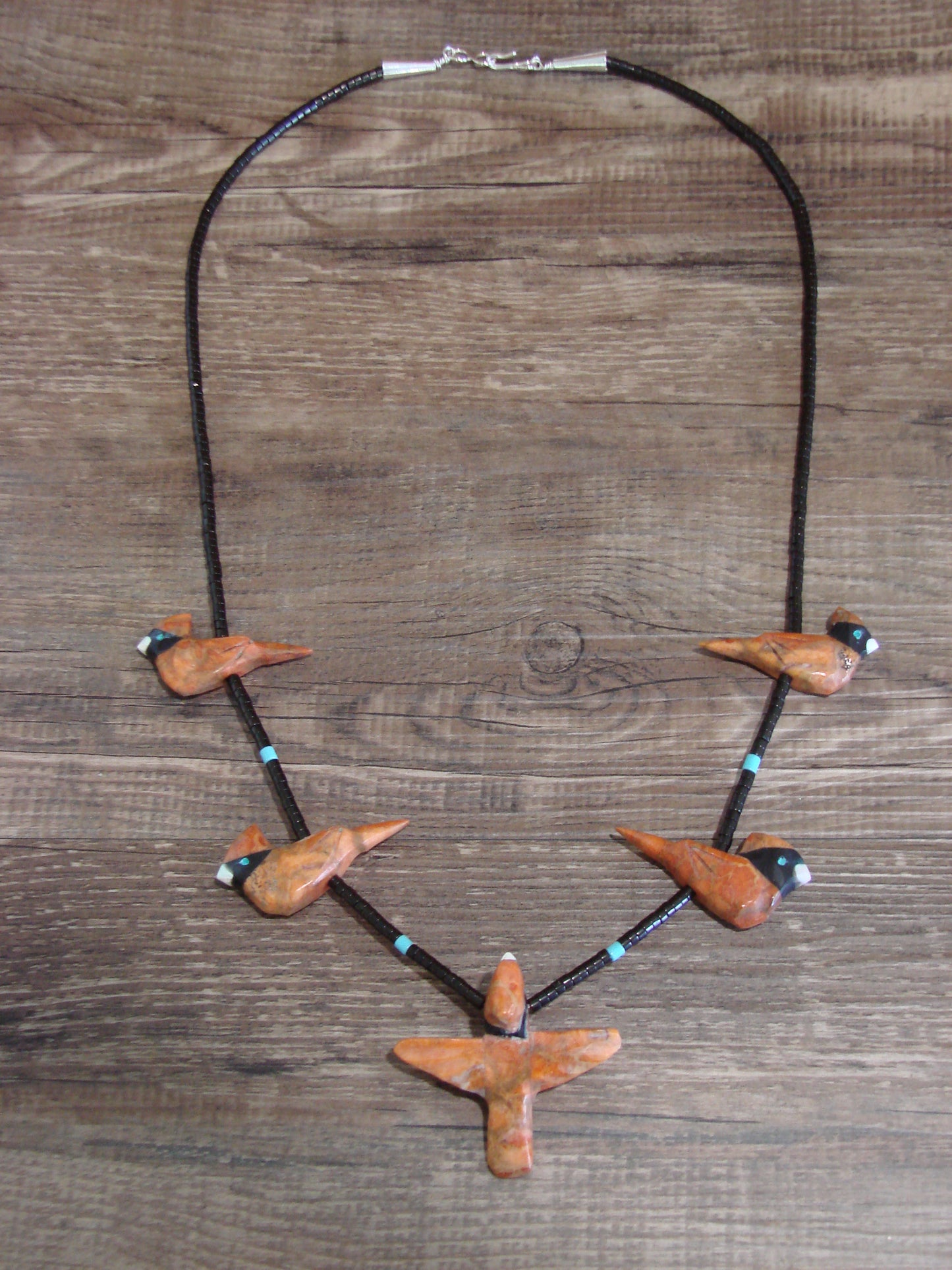 Hand Carved Apple Coral Cardinal Fetish Necklace - Matt Mitchell
