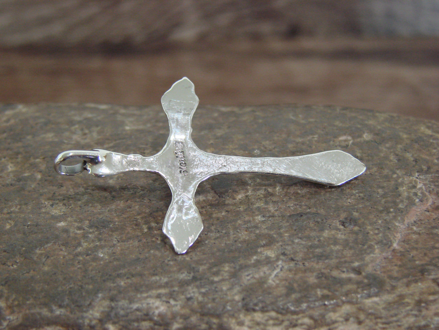 Native American Sterling Silver & Onyx Cross Pendant by Bekis