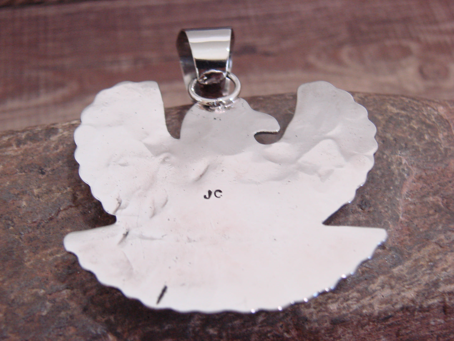 Native American Nickel Silver & Turquoise Eagle Pendant - Cleveland