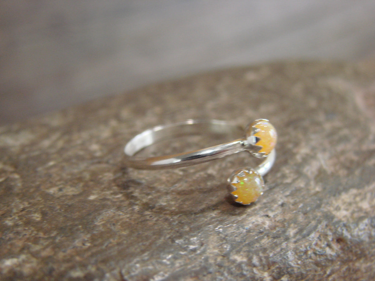 Native American Sterling Silver & Yellow Opal Adjustable Ring - Largo
