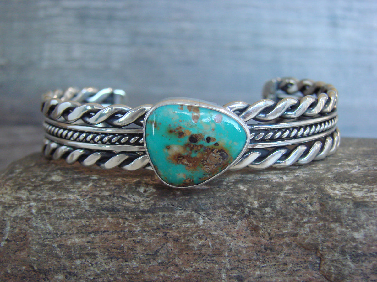 Native American Sterling Silver & Turquoise Bracelet by Tom