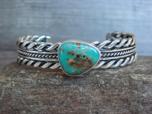 Native American Sterling Silver & Turquoise Bracelet by Tom
