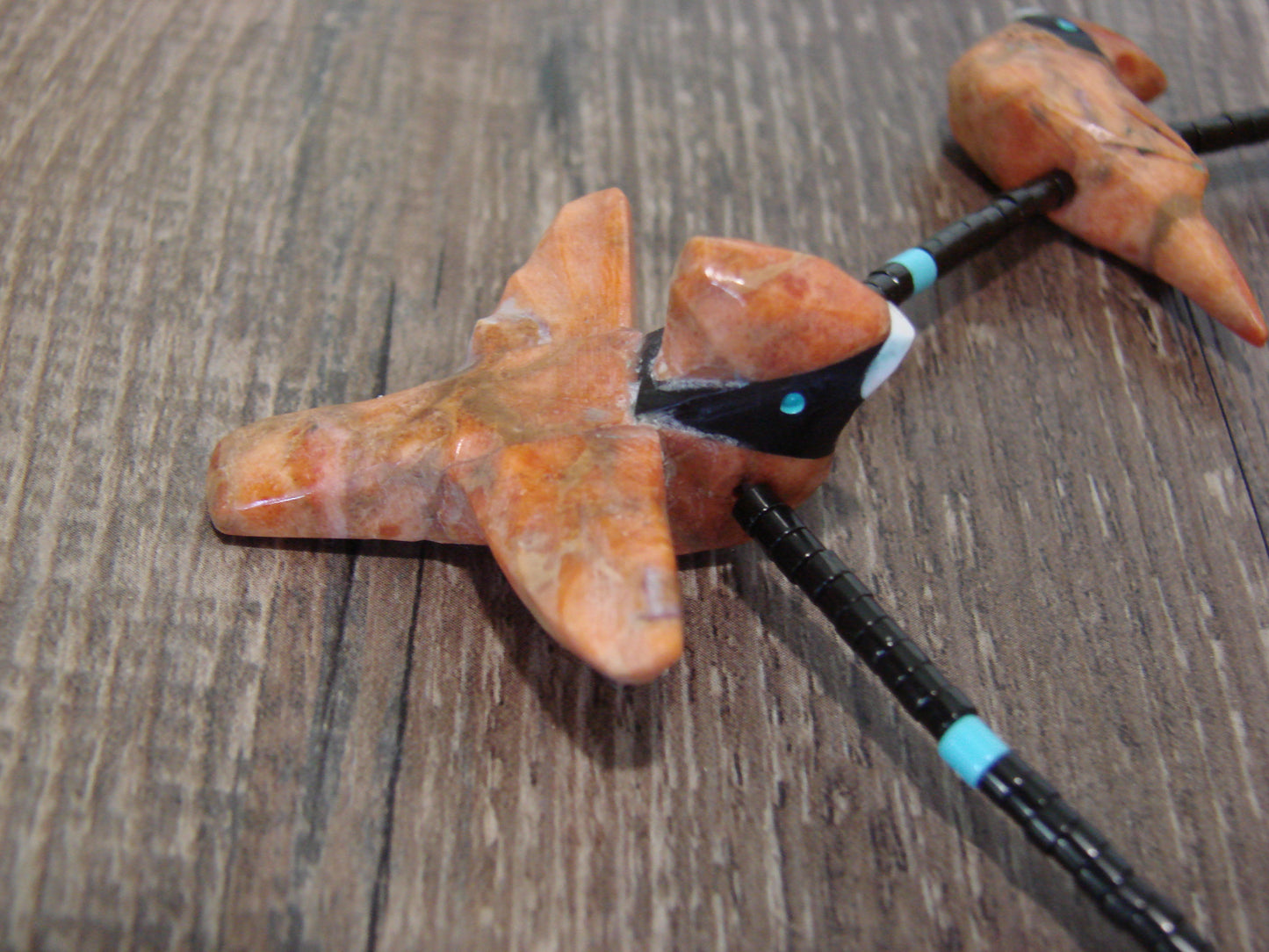 Hand Carved Apple Coral Cardinal Fetish Necklace - Matt Mitchell