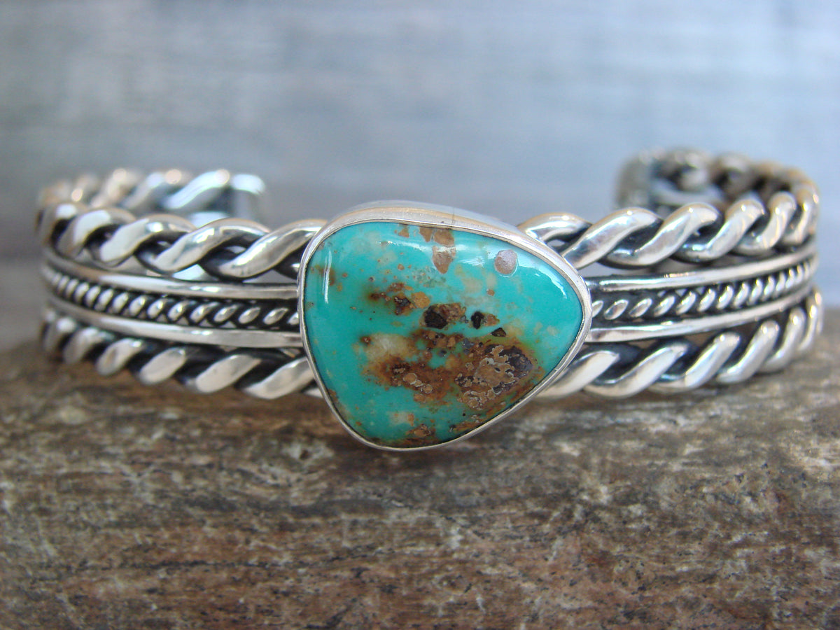 Native American Sterling Silver & Turquoise Bracelet by Tom