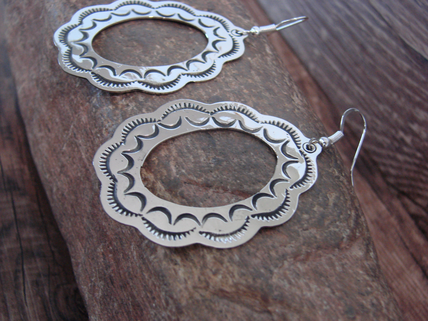 Native American Nickel Silver Dangle Earrings by Cleveland