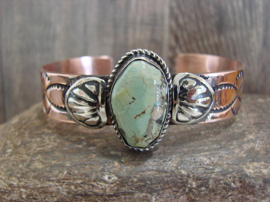 Native American Copper & Turquoise Bracelet by Cleveland