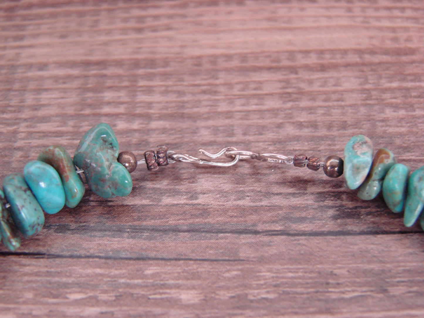 Native American Sterling Silver 17" Turquoise Nugget Stone Necklace by Coriz