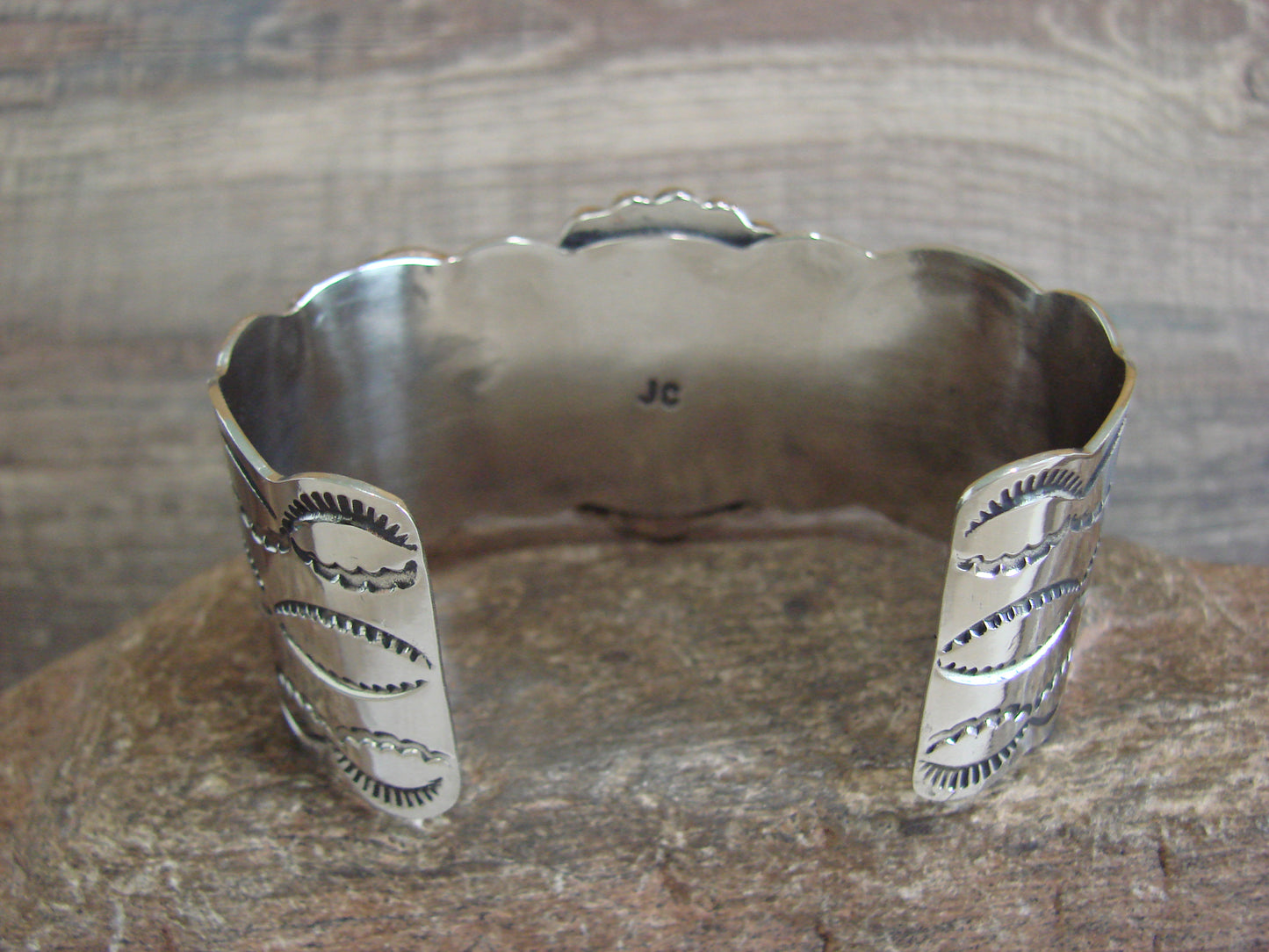 Native American Indian Nickel Silver & Turquoise Bracelet by Cleveland
