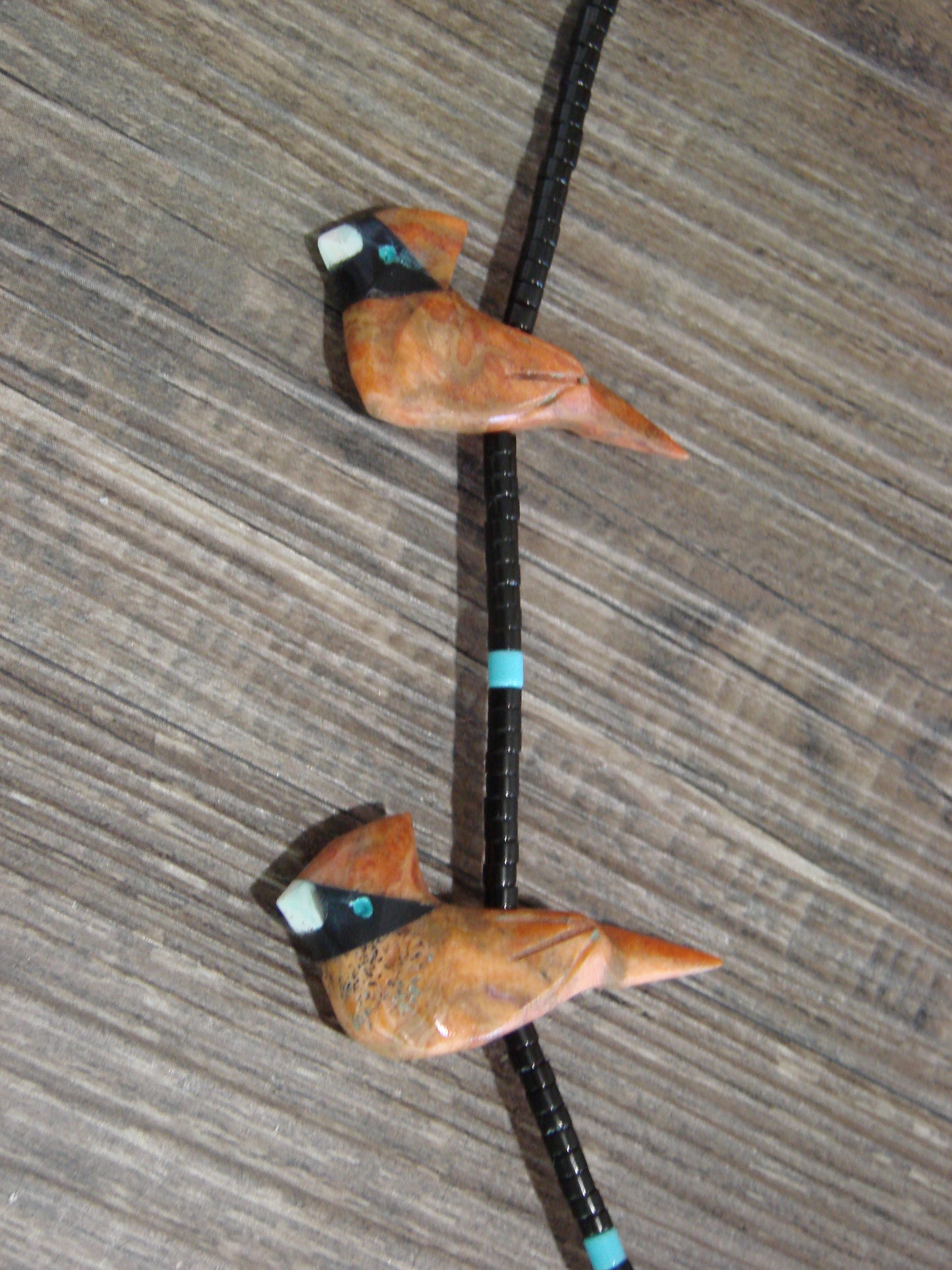 Hand Carved Apple Coral Cardinal Fetish Necklace - Matt Mitchell