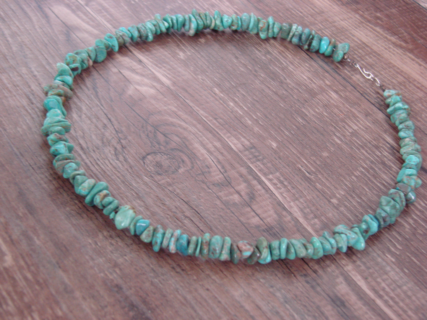 Native American Sterling Silver 17" Turquoise Nugget Stone Necklace by Coriz
