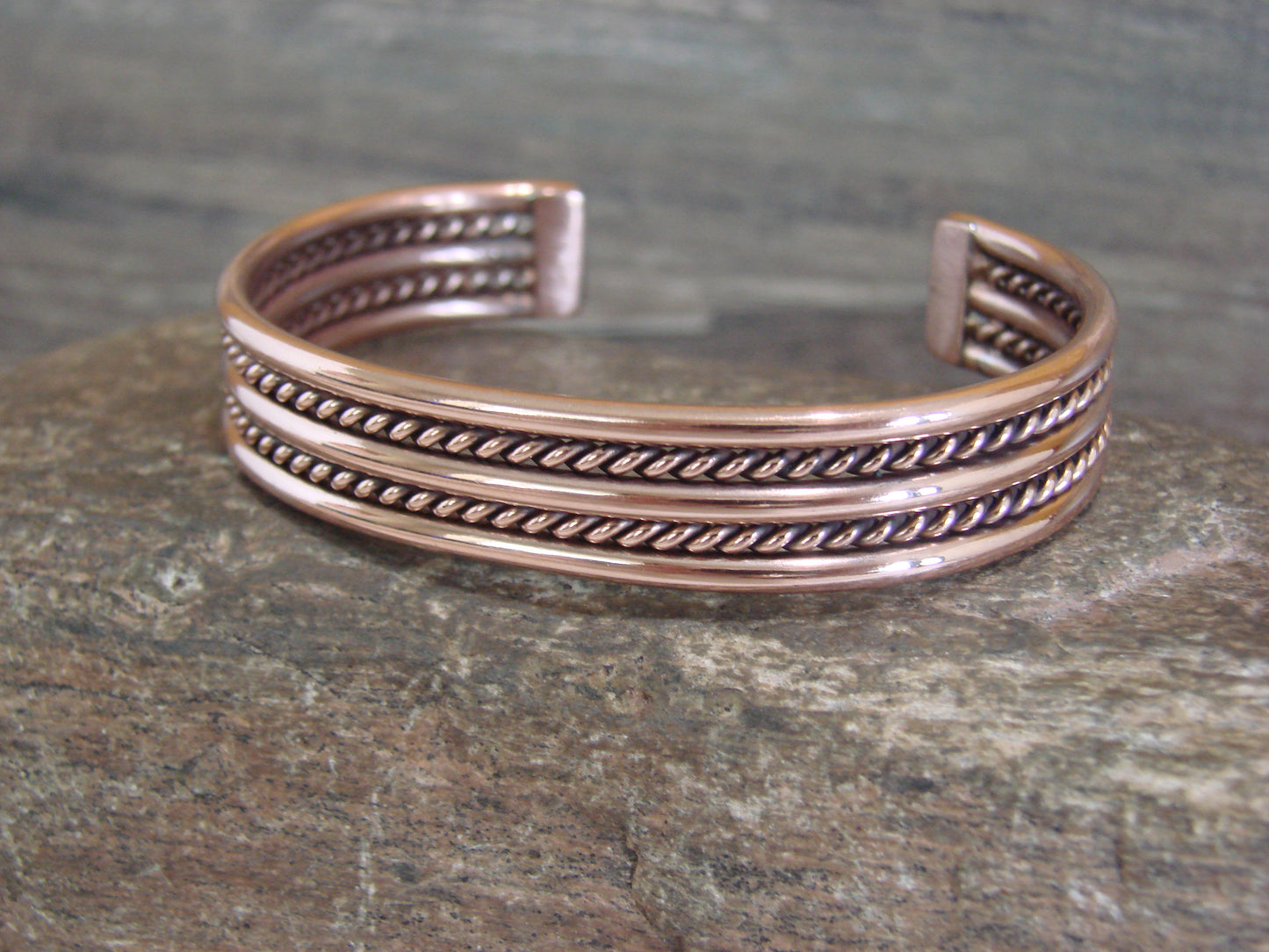 Native American Navajo 3/8" Twisted Copper Bracelet by Elaine Tahe