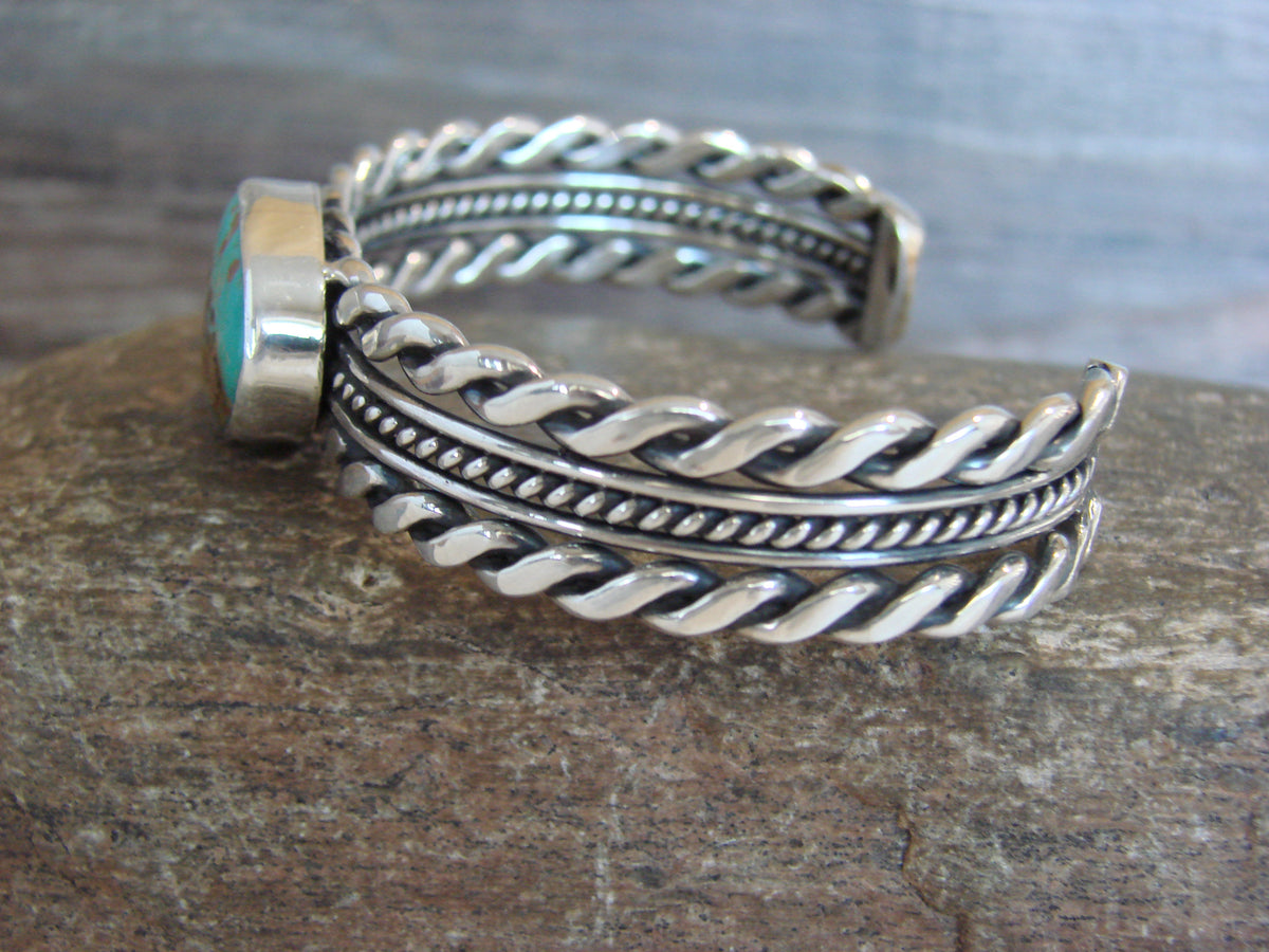 Native American Sterling Silver & Turquoise Bracelet by Tom